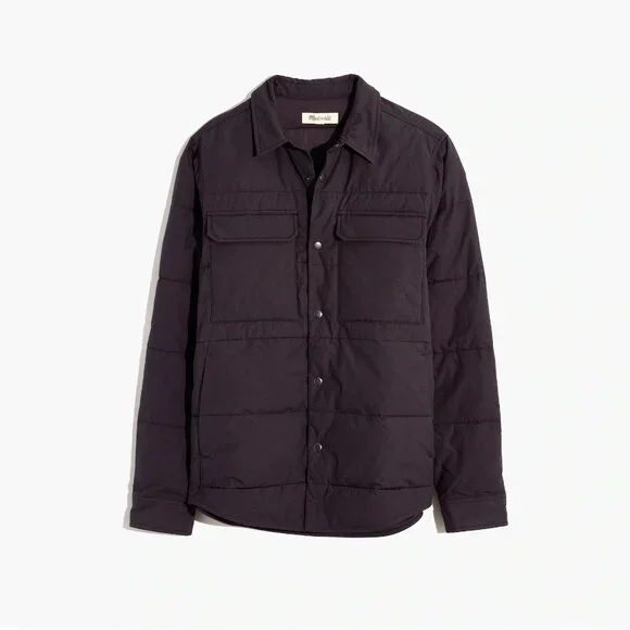 Madewell Quilted Shirt Jacket Shacket Black Coal Small #A1166